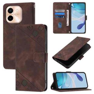 For vivo Y28 4G Skin Feel Embossed Leather Phone Case(Brown)