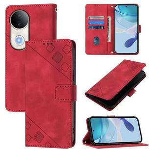 For vivo S20 5G Skin Feel Embossed Leather Phone Case(Red)