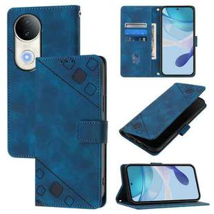 For vivo S20 5G Skin Feel Embossed Leather Phone Case(Blue)