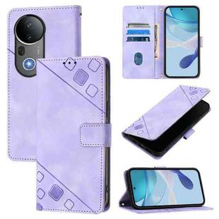 For vivo S20 Pro 5G Skin Feel Embossed Leather Phone Case(Light Purple)