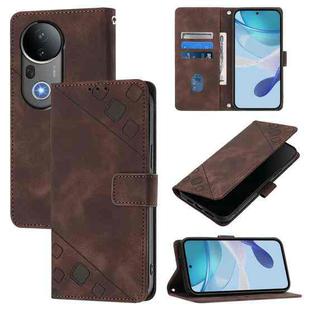 For vivo S20 Pro 5G Skin Feel Embossed Leather Phone Case(Brown)