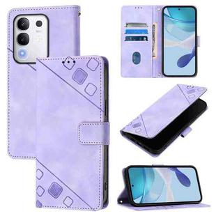 For vivo Y29 4G Global Skin Feel Embossed Leather Phone Case(Light Purple)