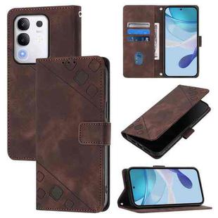 For vivo Y29 4G Global Skin Feel Embossed Leather Phone Case(Brown)