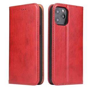 For iPhone 12 mini Fierre Shann PU Genuine Leather Texture Horizontal Flip Leather Case with Holder & Card Slots & Wallet(Red)