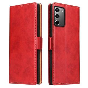 For Samsung Galaxy Note20 Fierre Shann PU Genuine Leather Texture Horizontal Flip Leather Case with Holder & Card Slots & Wallet(Red)