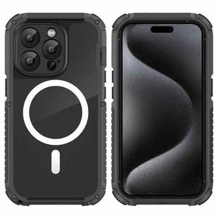 For iPhone 15 Pro MagSafe Shockproof Metal Phone Case(Black)
