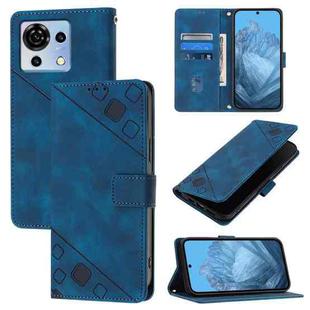 For ZTE Blade V50 Vita Skin Feel Embossed Leather Phone Case(Blue)