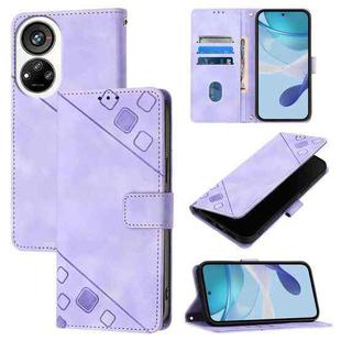 For ZTE Blade V40s Skin Feel Embossed Leather Phone Case(Light Purple)