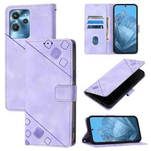 For Oukitel C32 Skin Feel Embossed Leather Phone Case(Light Purple)