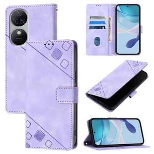 For Oukitel C38 Skin Feel Embossed Leather Phone Case(Light Purple)