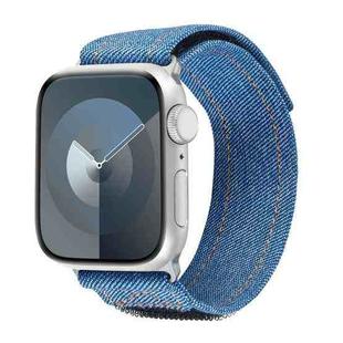 For Apple Watch SE 2023 44mm Cowboy Nylon Hook and Loop Fastener Watch Band(Royal Blue)