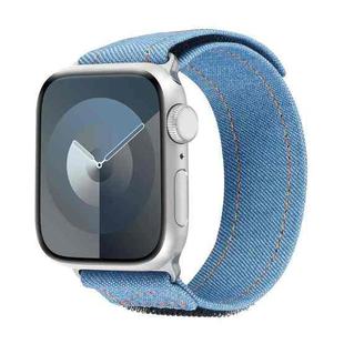 For Apple Watch Series 8 41mm Cowboy Nylon Hook and Loop Fastener Watch Band(Light Blue)