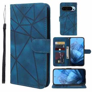 For Google Pixel 9 / 9 Pro Skin Feel Geometric Lines Leather Phone Case(Blue)