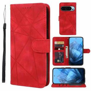 For Google Pixel 9 Pro XL Skin Feel Geometric Lines Leather Phone Case(Red)