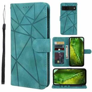 For Google Pixel 8a Skin Feel Geometric Lines Leather Phone Case(Green)