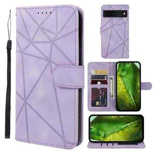 For Google Pixel 8a Skin Feel Geometric Lines Leather Phone Case(Purple)