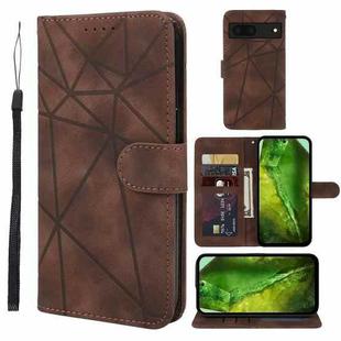 For Google Pixel 8a Skin Feel Geometric Lines Leather Phone Case(Brown)