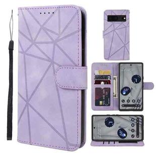 For Google Pixel 8 Skin Feel Geometric Lines Leather Phone Case(Purple)