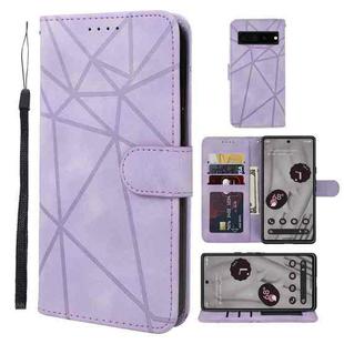 For Google Pixel 8 Pro Skin Feel Geometric Lines Leather Phone Case(Purple)
