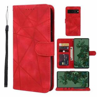 For Google Pixel 7a Skin Feel Geometric Lines Leather Phone Case(Red)