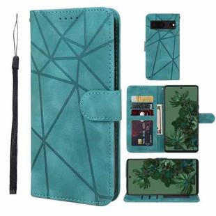 For Google Pixel 7 Skin Feel Geometric Lines Leather Phone Case(Green)