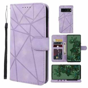 For Google Pixel 7 Skin Feel Geometric Lines Leather Phone Case(Purple)