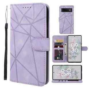 For Google Pixel 6a Skin Feel Geometric Lines Leather Phone Case(Purple)