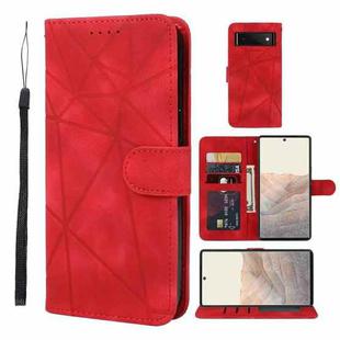 For Google Pixel 6 Skin Feel Geometric Lines Leather Phone Case(Red)