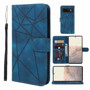 For Google Pixel 6 Skin Feel Geometric Lines Leather Phone Case(Blue)