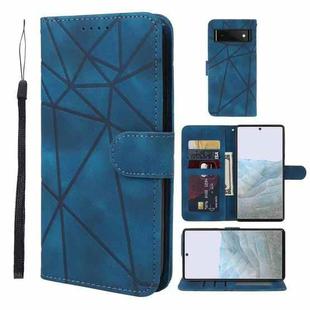 For Google Pixel 6 Pro Skin Feel Geometric Lines Leather Phone Case(Blue)