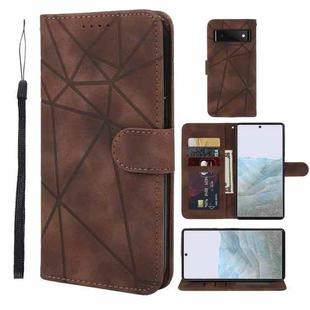 For Google Pixel 6 Pro Skin Feel Geometric Lines Leather Phone Case(Brown)