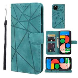 For Google Pixel 5a Skin Feel Geometric Lines Leather Phone Case(Green)