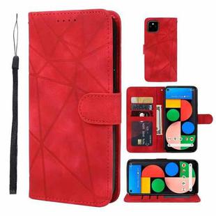 For Google Pixel 5 Skin Feel Geometric Lines Leather Phone Case(Red)