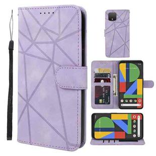 For Google Pixel 4 XL Skin Feel Geometric Lines Leather Phone Case(Purple)