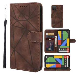 For Google Pixel 4 XL Skin Feel Geometric Lines Leather Phone Case(Brown)