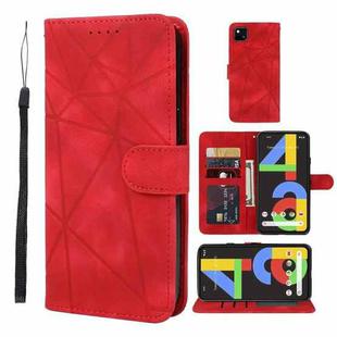For Google Pixel 4a 4G Skin Feel Geometric Lines Leather Phone Case(Red)