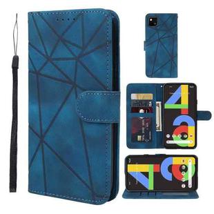 For Google Pixel 4a 4G Skin Feel Geometric Lines Leather Phone Case(Blue)