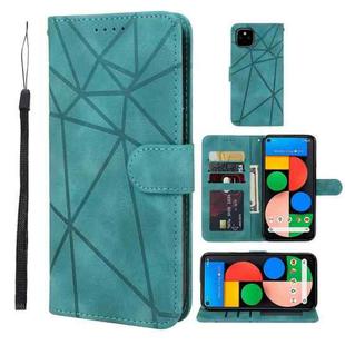 For Google Pixel 4a 5G Skin Feel Geometric Lines Leather Phone Case(Green)