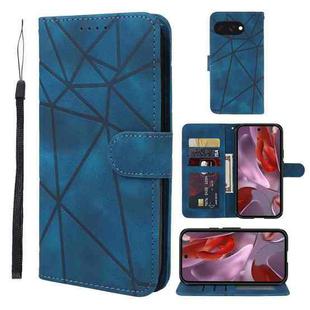 For Google Pixel 9a Skin Feel Geometric Lines Leather Phone Case(Blue)