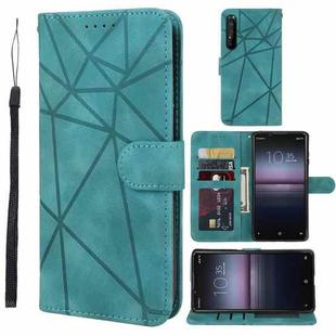 For Sony Xperia 1 II Skin Feel Geometric Lines Leather Phone Case(Green)