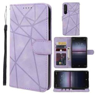 For Sony Xperia 1 II Skin Feel Geometric Lines Leather Phone Case(Purple)