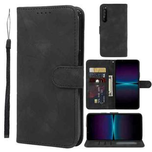 For Sony Xperia 1 IV Skin Feel Geometric Lines Leather Phone Case(Black)