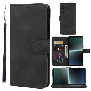 For Sony Xperia 1 V 2023 Skin Feel Geometric Lines Leather Phone Case(Black)