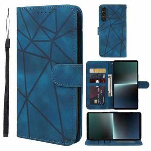 For Sony Xperia 1 V 2023 Skin Feel Geometric Lines Leather Phone Case(Blue)