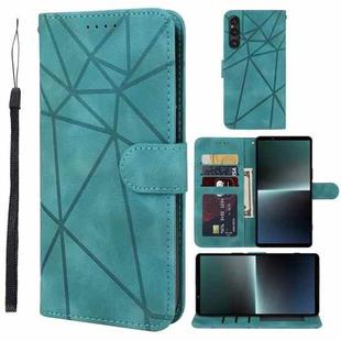 For Sony Xperia 1 V 2023 Skin Feel Geometric Lines Leather Phone Case(Green)