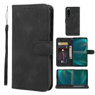 For Sony Xperia 5 III Skin Feel Geometric Lines Leather Phone Case(Black)