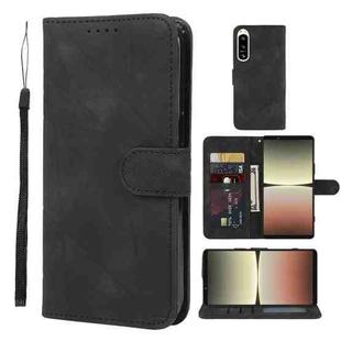 For Sony Xperia 5 IV Skin Feel Geometric Lines Leather Phone Case(Black)