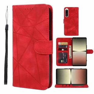 For Sony Xperia 5 IV Skin Feel Geometric Lines Leather Phone Case(Red)