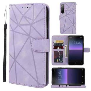 For Sony Xperia 10 II Skin Feel Geometric Lines Leather Phone Case(Purple)