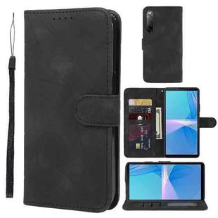 For Sony Xperia 10 III Skin Feel Geometric Lines Leather Phone Case(Black)